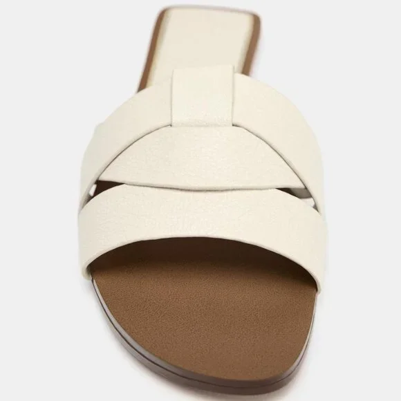 Zara Flat Crossed Leather Sandals - Picture 6 of 8